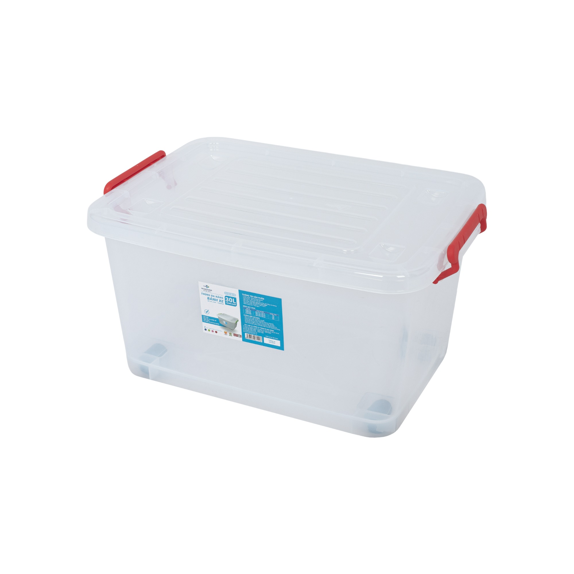 Plastic storage boxes with wheels 30l