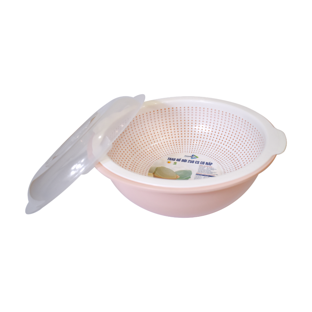 Thau rổ đôi 250 có nắp hồng